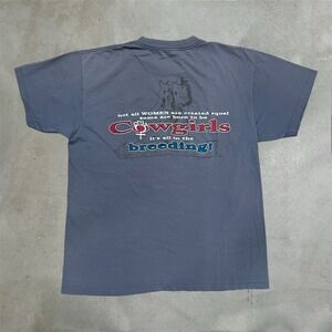 Vintage‎ 90s Anvil Cowgirls Rule T-Shirt Large Blue Single Stitch Made in USA